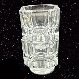 Italian Covetro Stackable Candle Stick Holder Set Clear Glass Marked 2”T 2”W